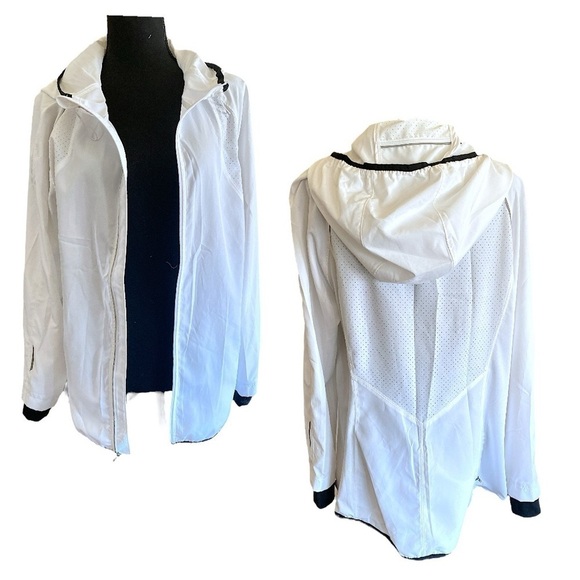 Champion Lightweight Polyester Jacket White/Black Trim Womens Size Medium ECU - Picture 9 of 12